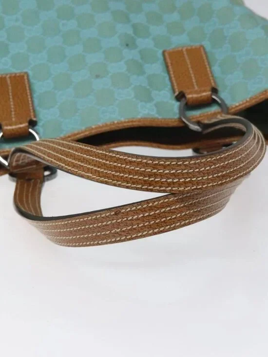 GUCCI GG Canvas Tote Bag Turquoise Blue 113017 Auth 115077 - Picture 8 of 16